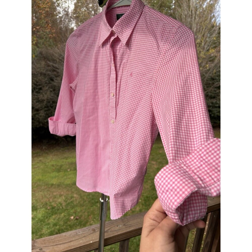 Lauren Ralph Lauren Women PT Non-Iron 100% Cotton Button Down Blouse Top Shirt